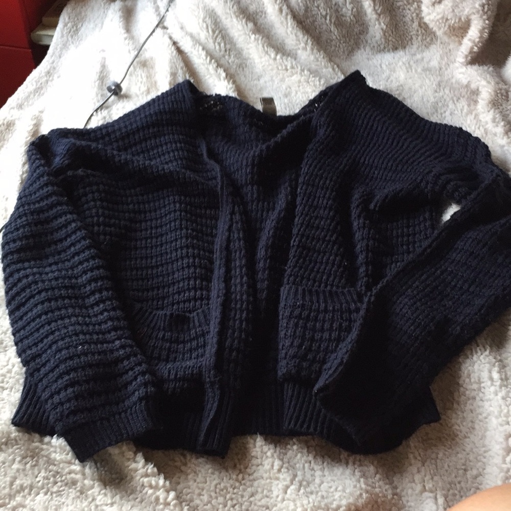 loose knit navy cardigan